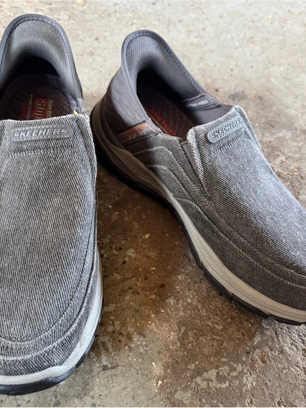 Skechers Men’s Slip-On Loafers in Gray Canvas